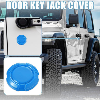 Car Door Key Jack Cover for Jeep Wrangler JL JLU (2018-2021) - 3 x Blue ABS