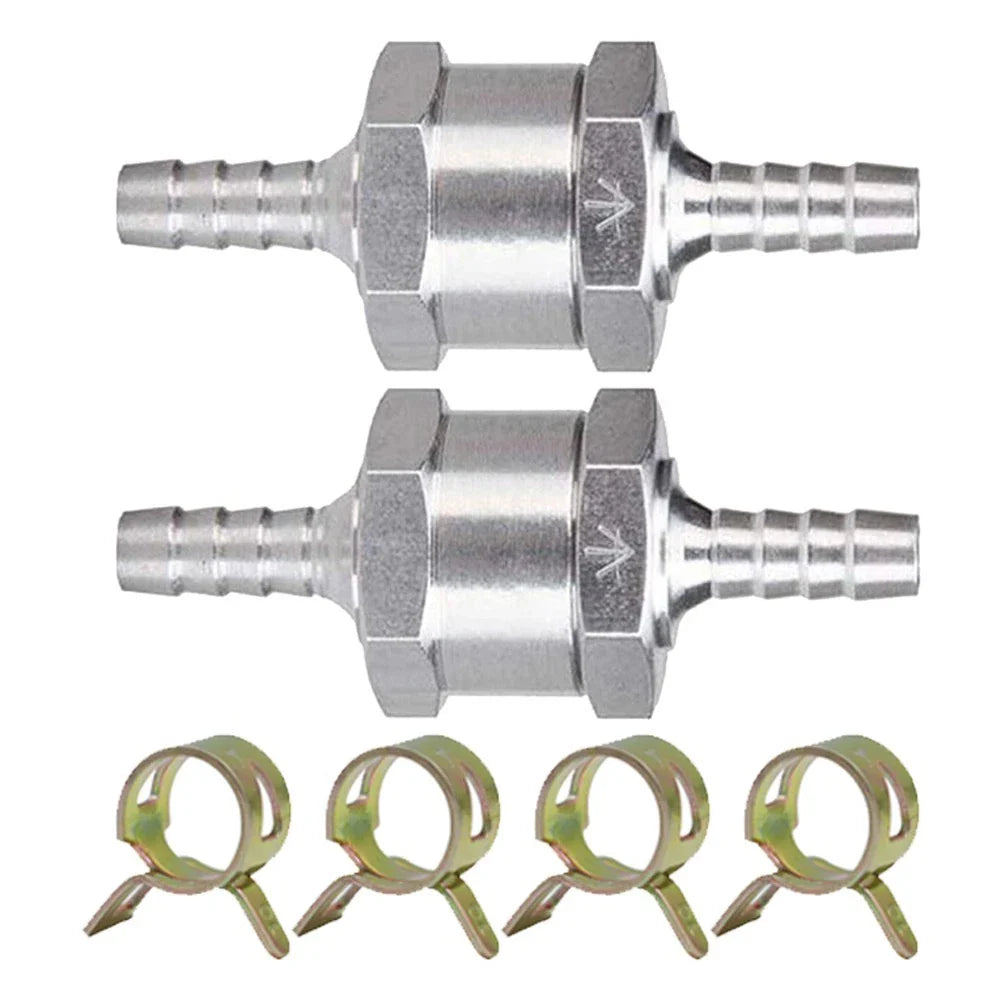 Aluminum 6mm Fuel Check Valves with 4 Clamps for Boats/Motorcycles