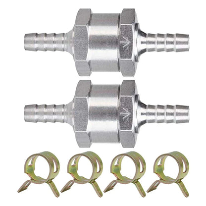 Aluminum 6mm Fuel Check Valves with 4 Clamps for Boats/Motorcycles