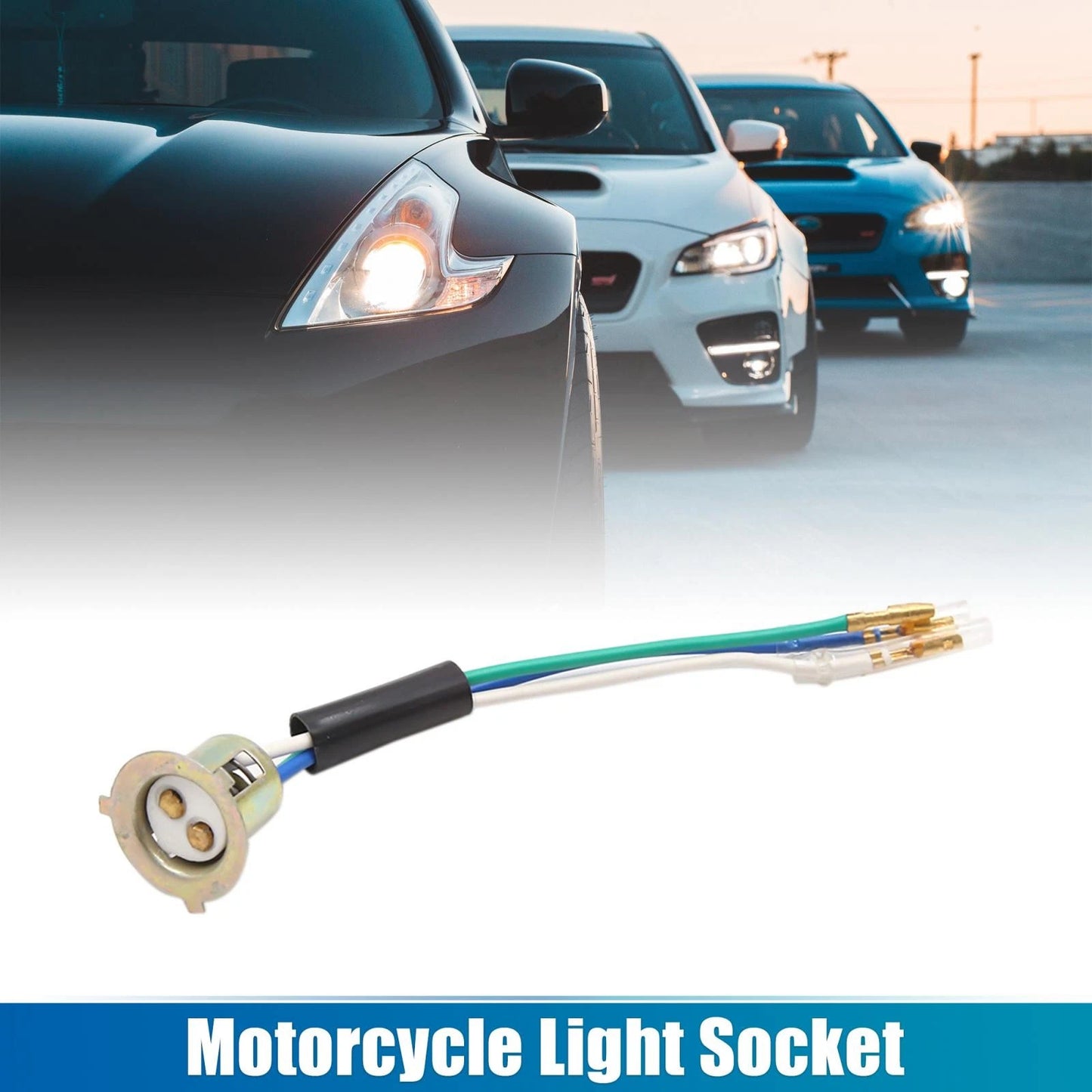 2 x 3 Wire Motorcycle Headlight Wires Harness Connector Sockets for JH70