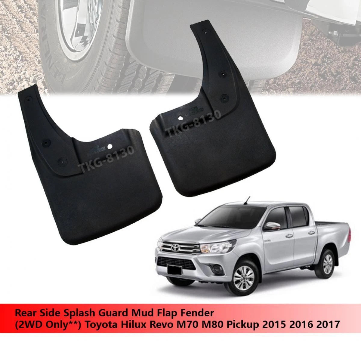 Rear Mud Flaps for Toyota Hilux Revo M70 M80 (2015-2017)