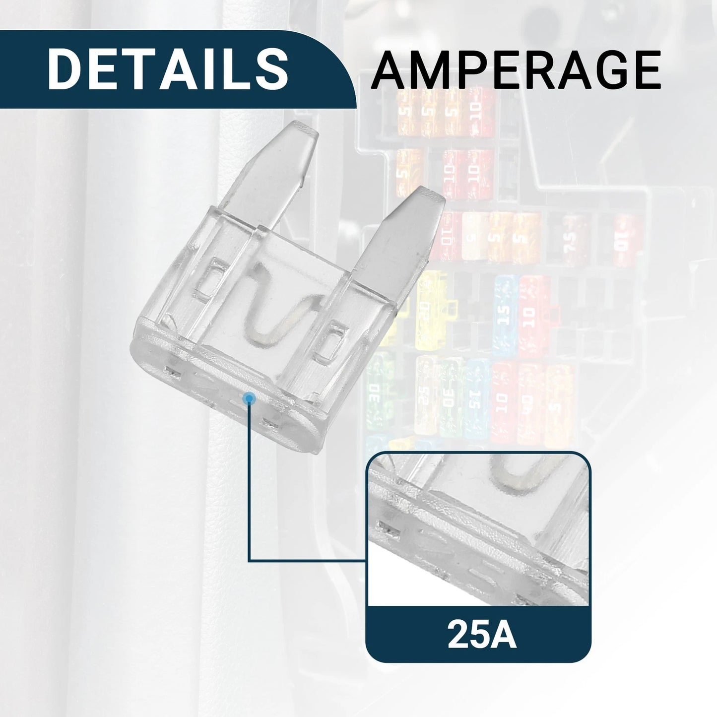 25A Mini Blade Fuses for Car Short Circuit Protection - 20 Pcs