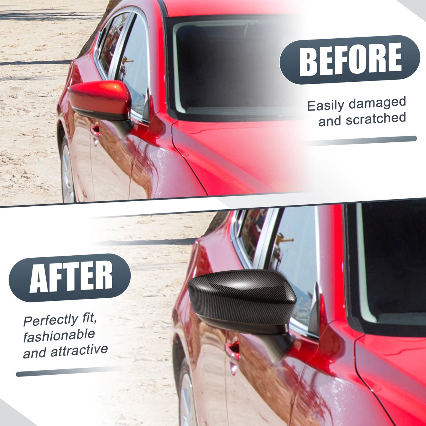 Rearview Mirror Cover Overlay  Carbon Fiber for Mazda 3 (2004-2013)