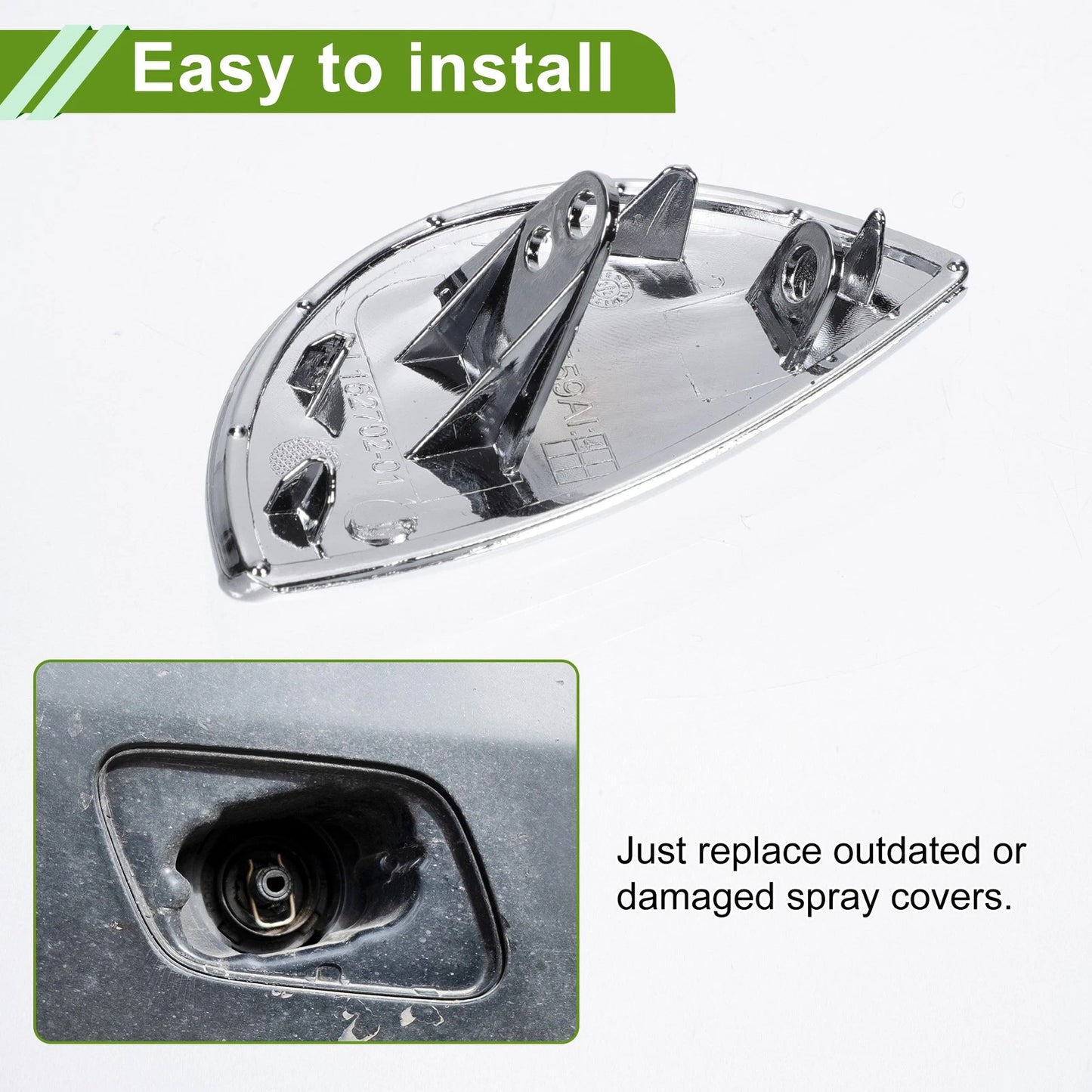 Front Left Washer Nozzle Cover for Mini (2001-2006) Chrome Silver Tone