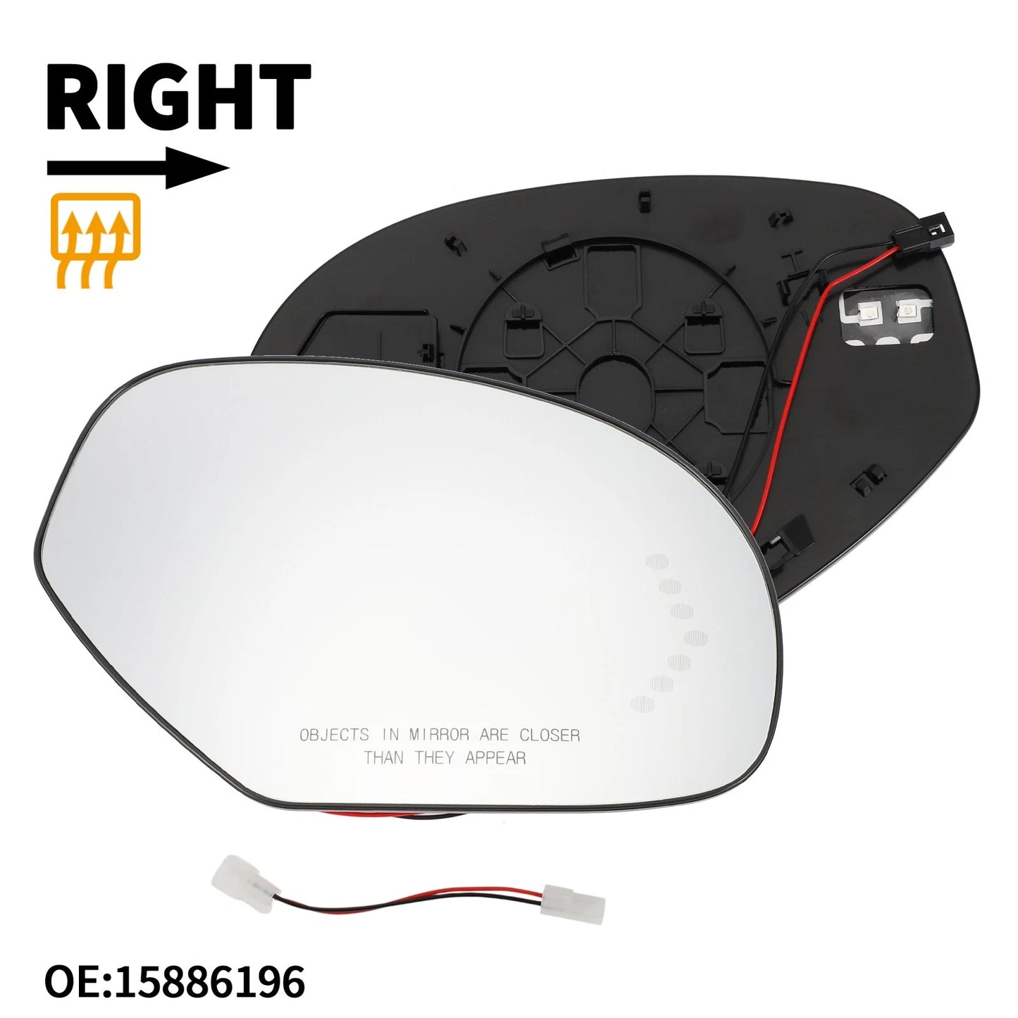 Heated Right Mirror Glass Replacement for GMC Sierra 2500 3500 HD