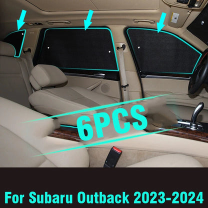 Sunshade 6 x Window Camp Black Silver Privacy for Subaru Outback (2023–2024)