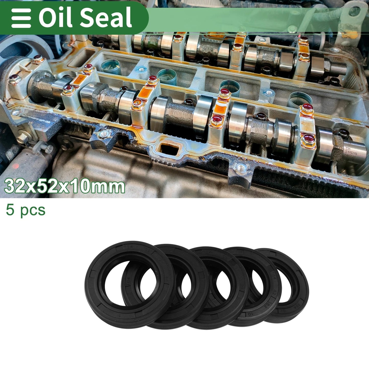 Oil Seal / 32x52x10mm / Rotary Shaft Seal NBR Rubber Black for Make Model