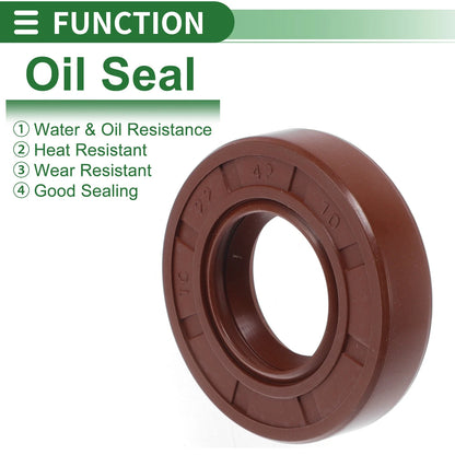 Oil Seal 22x42x10mm FKM Rubber Brown 5 Pcs