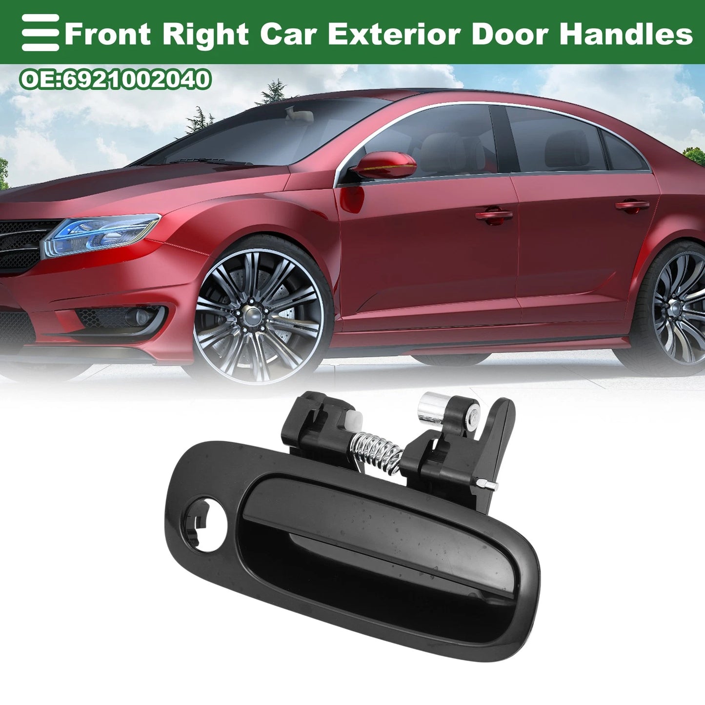 Front Right Door Handle for Toyota Corolla (2014-2019) - Black Exterior Handle