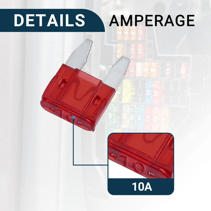 10A Mini Blade Fuses for Car - Durable Short Circuit Protection (100 Pcs)