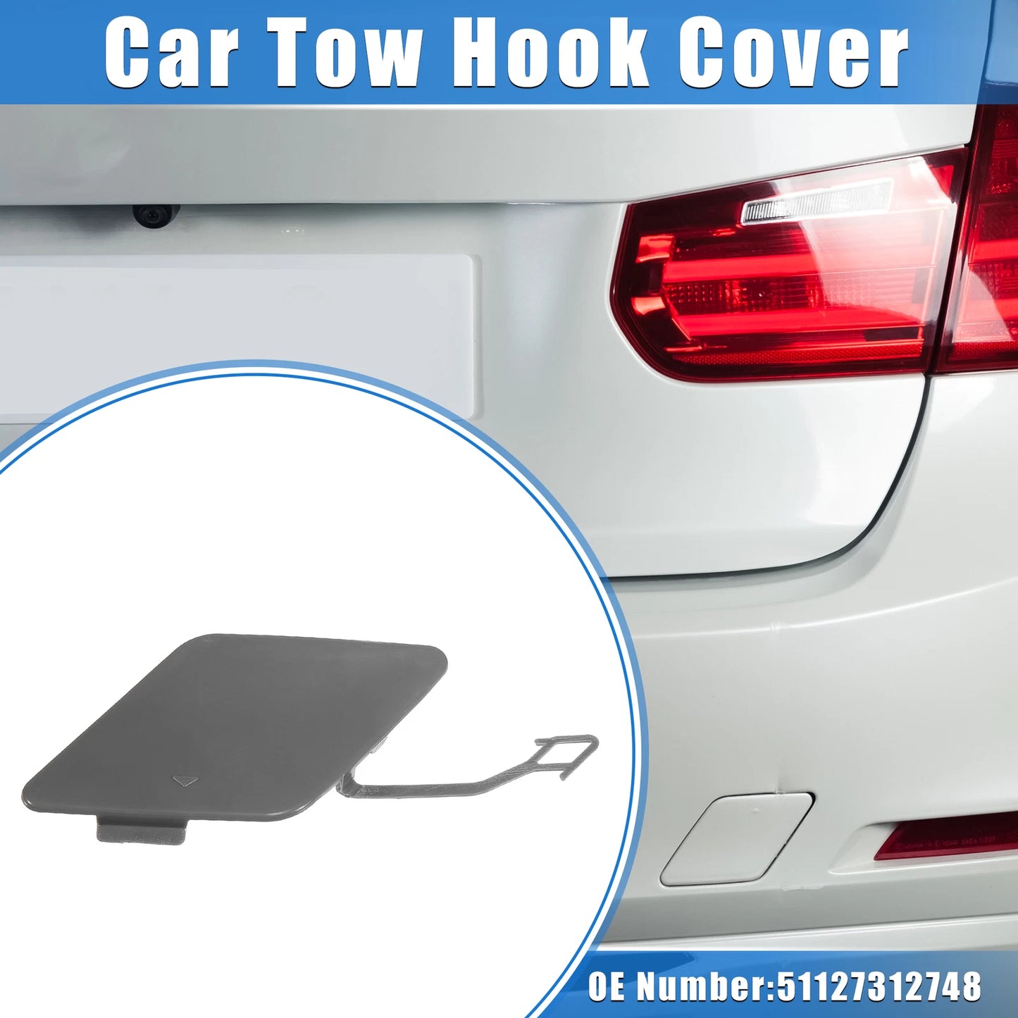 Rear Bumper Tow Hook Eye Hole Cover for BMW 3 F30 (2012-2015) Gray