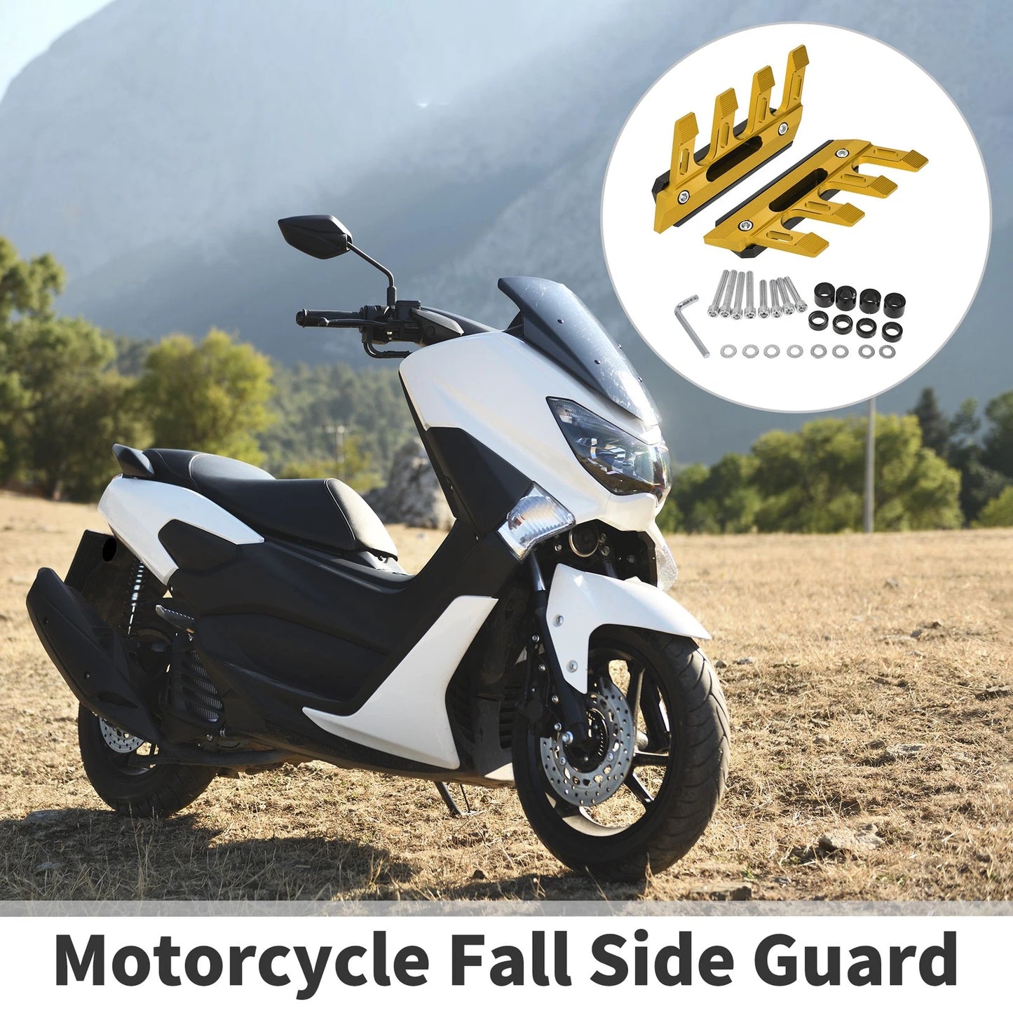 1 Set Side Guard Fender Mud Guards Gold Tone for Motorcycle