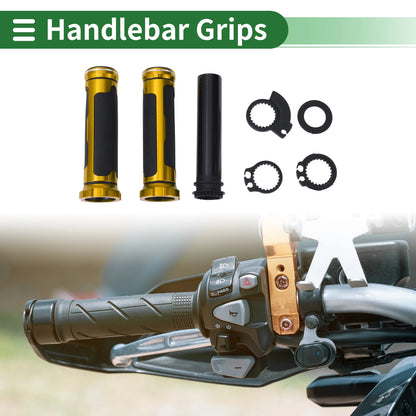 7/8" Hand Grips Cover for Motorcycle Handlebar Black Gold Tone Rhombus