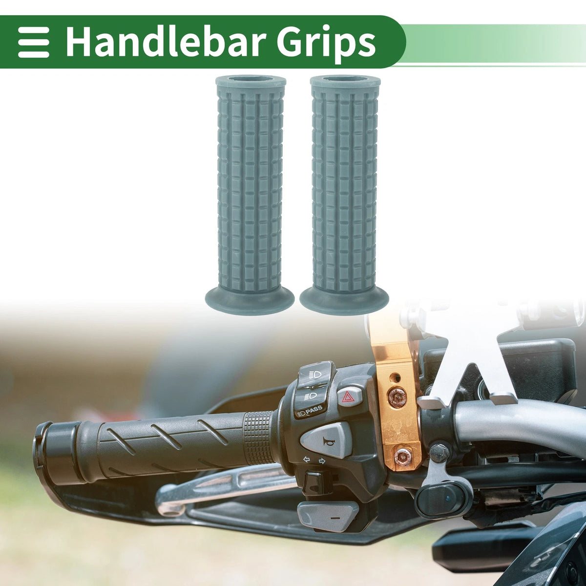 25mm Motorcycle Hand Grips Cover Handle Bar Throttle Grips TPU Gray Blue
