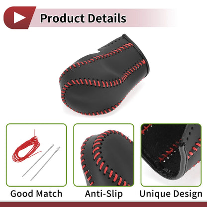 Gear Shift Knob Cover for Infiniti FX35 Black Red Faux Leather (2009-2013)