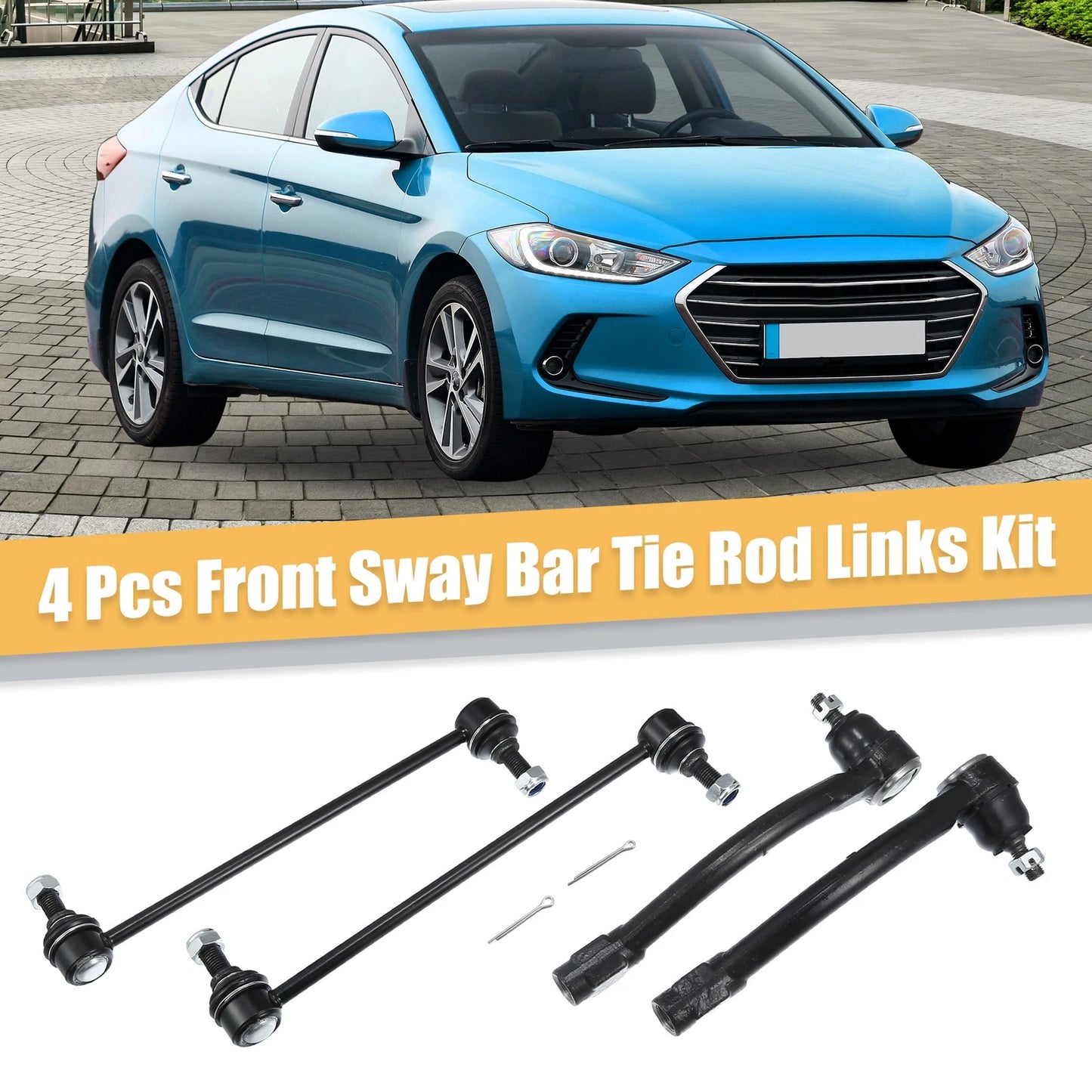 4 Pcs Front Sway Bar Link Outer Tie Rods for Hyundai Elantra (2013-2016)