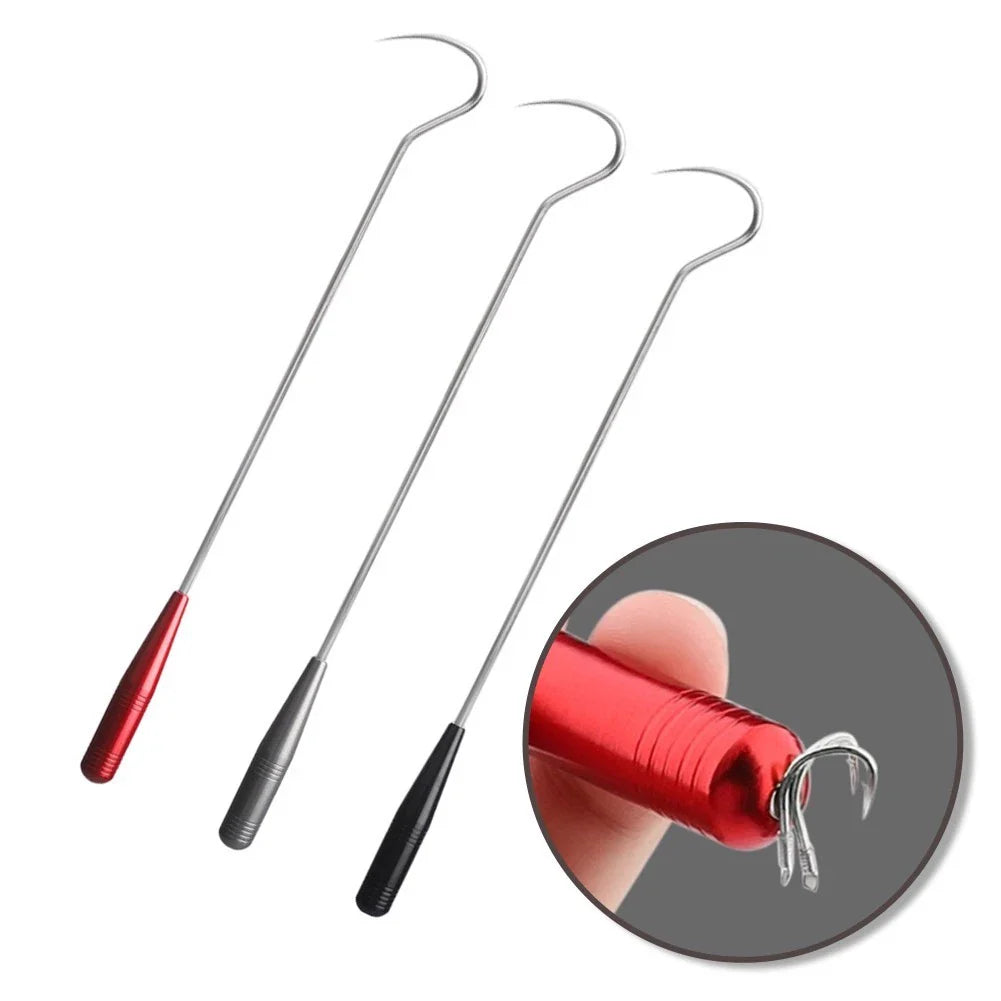 3pcs Ice Fishing Hook Gaff Anchor Stainless Steel w/ Anti-Stab Sleeves