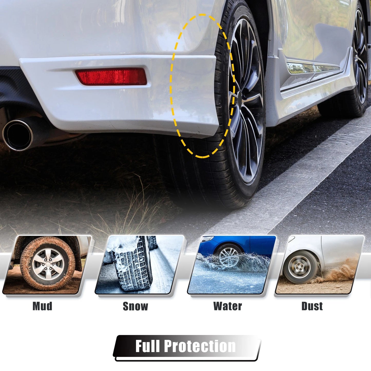 Mud Flaps 1 x Front & Rear Black Splash Guards for Toyota Camry
