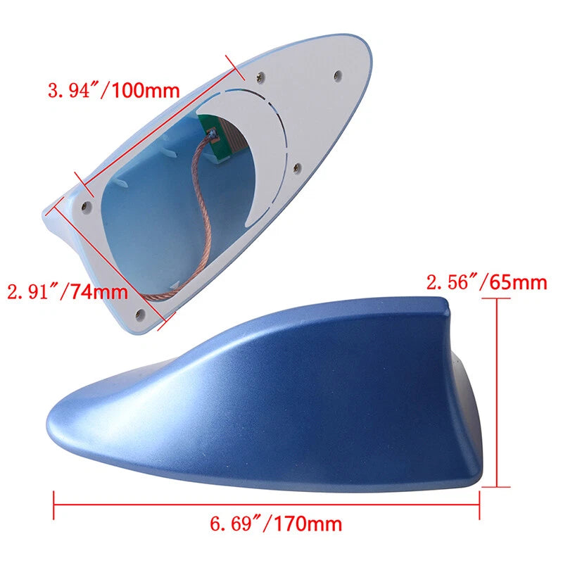 Blue Universal Car Roof Radio AM/FM Shark Fin Aerial Antenna Cover