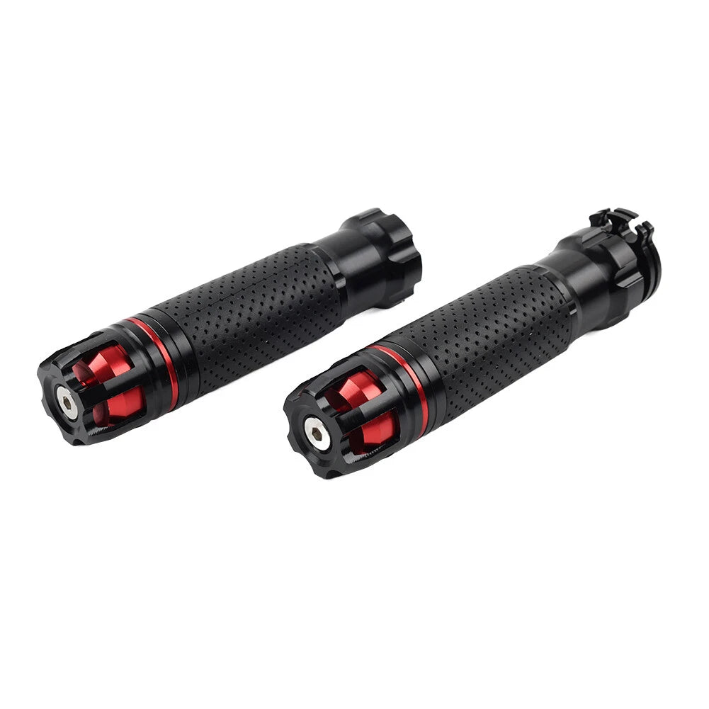 22MM BLK+RED Handle Bar Hand Grips for Honda, Suzuki, Yamaha, Kawasaki