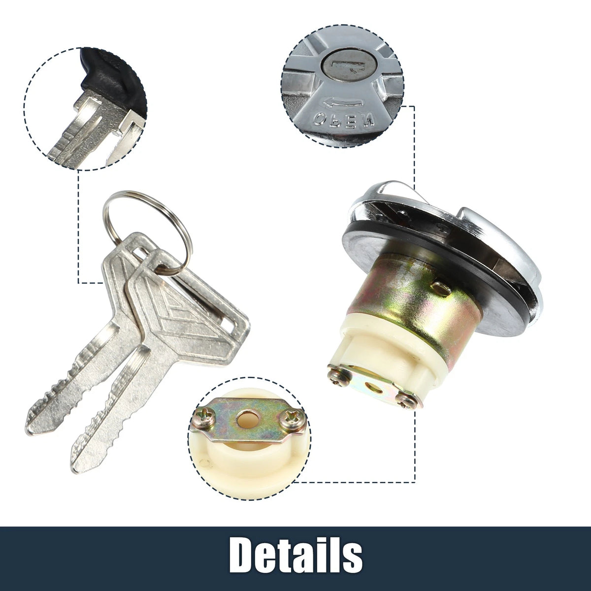 Ignition Lock Cylinder for Toyota - Metal Silver Tone Black (Fits Various Models)