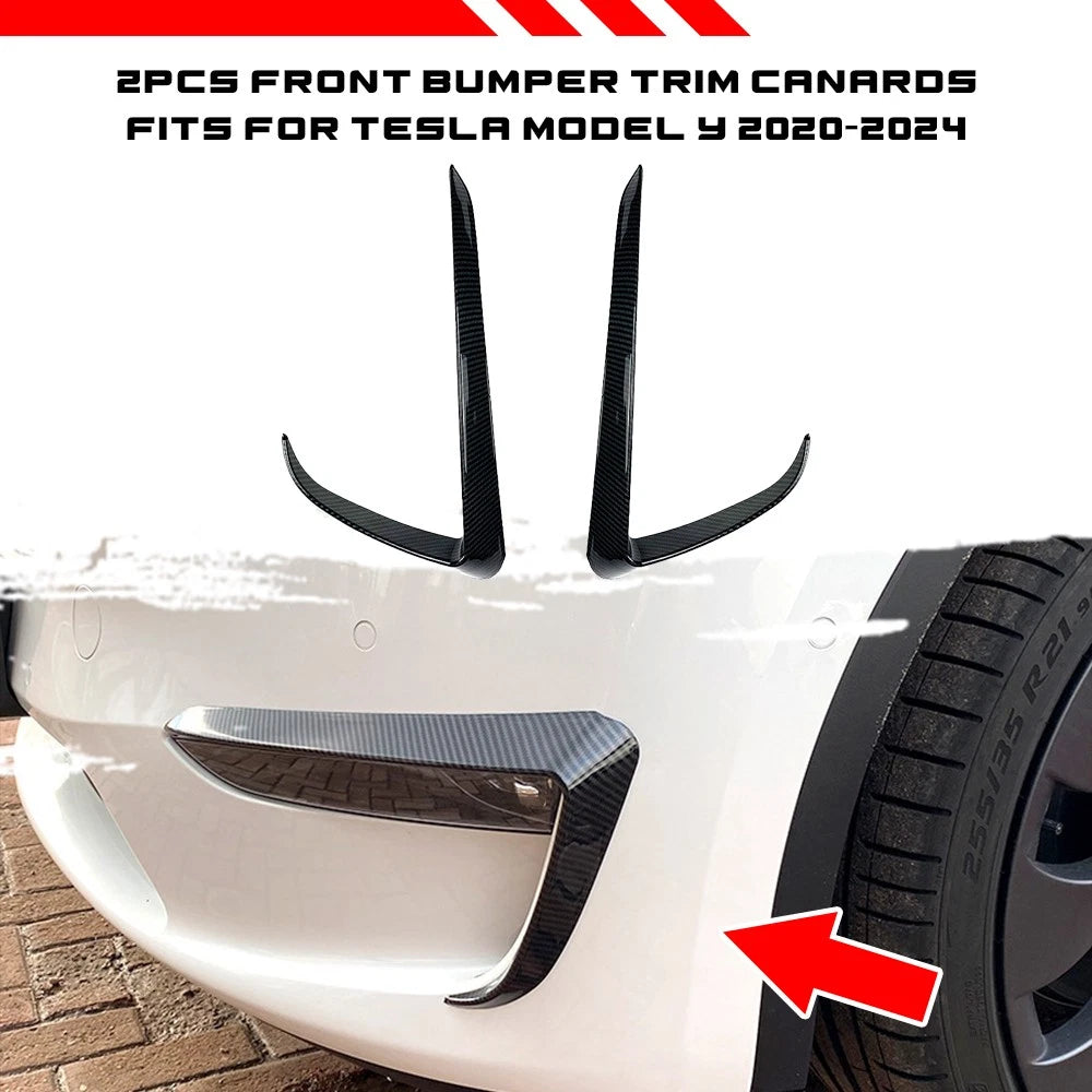 Adhesive Bumper Side C Canards Covers Trims for Tesla Model Y (2020–2024)