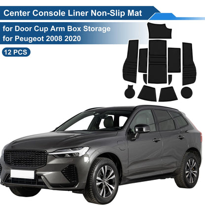 Non-Slip Mat Set for Peugeot 2008 (2020) - 12 Pcs PVC Black