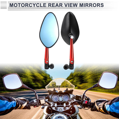 M8/M10 Rear View Mirrors Black Red Aluminum Alloy Handlebar for Motorcycle