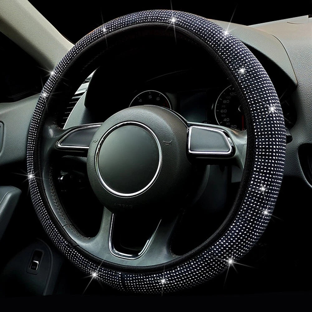 38CM / Steering Wheel Cover Bling for CRYSTAL Silver