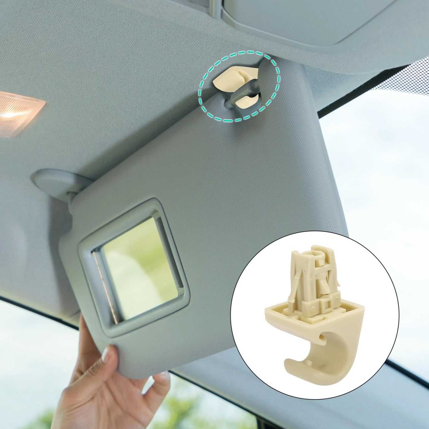 2 x Beige Car Sun Visor Hook Clip Retainer for Toyota Highlander