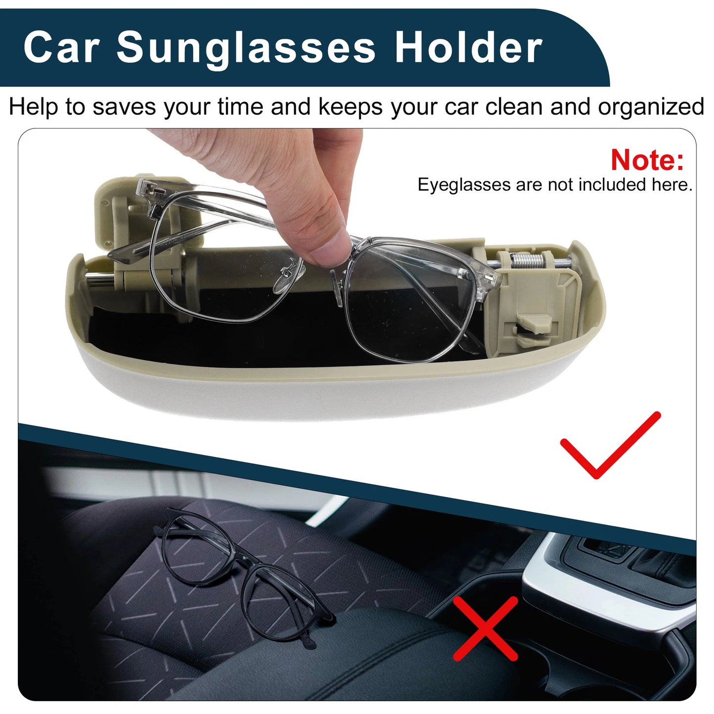 Sunglasses Case for Honda Civic 2016-2021 Eyeglasses Holder Storage Box Beige