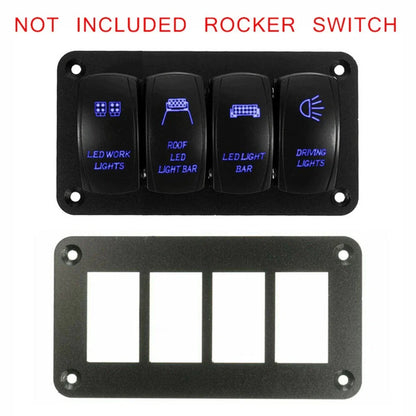 4-Gang Boat Switch Panel Aluminum Alloy Holder Dash Board LED Rocker Switch