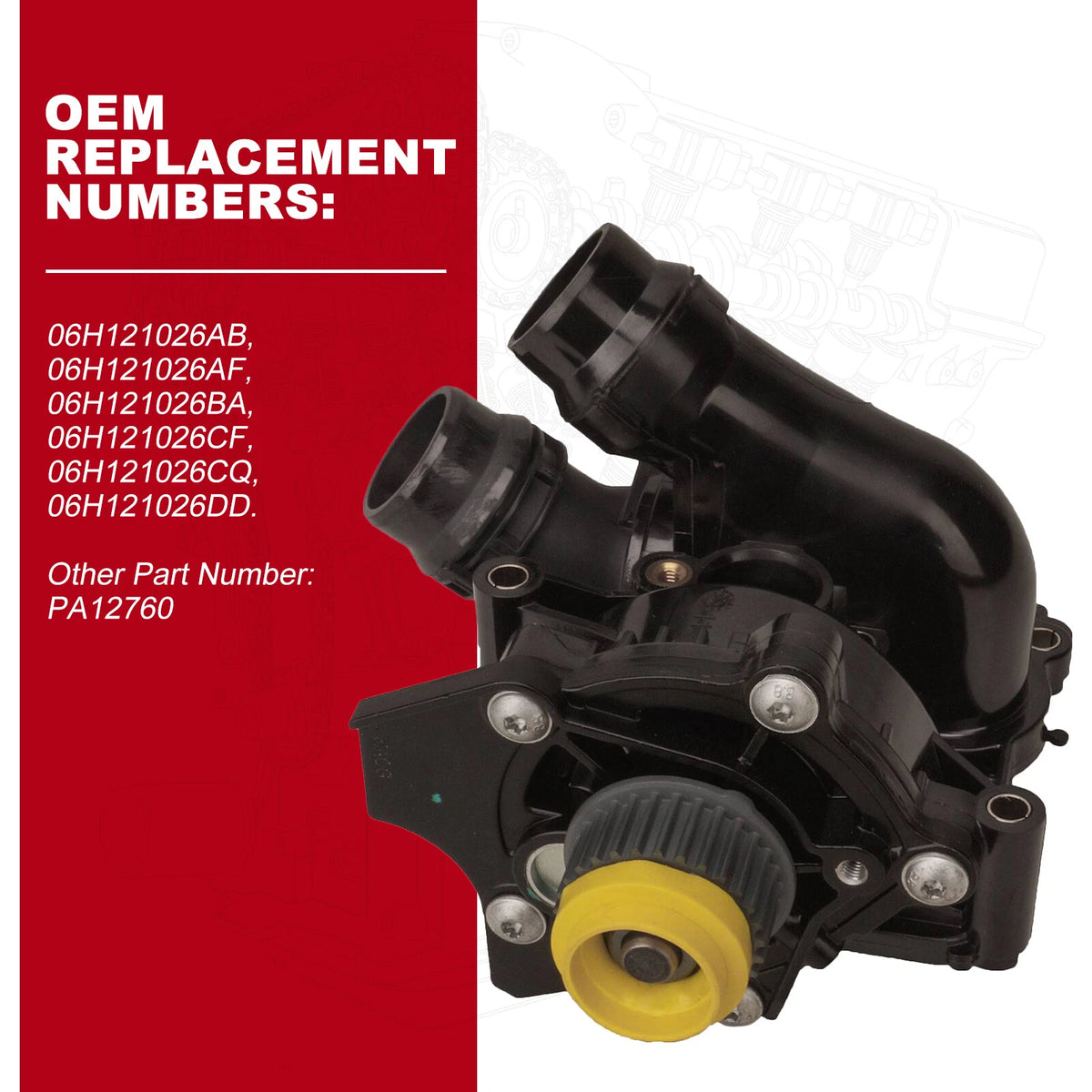Water Pump for Audi A3 A4 A5 Q5 TT VW Golf 1.8 2.0 TFSI (2006-2020)