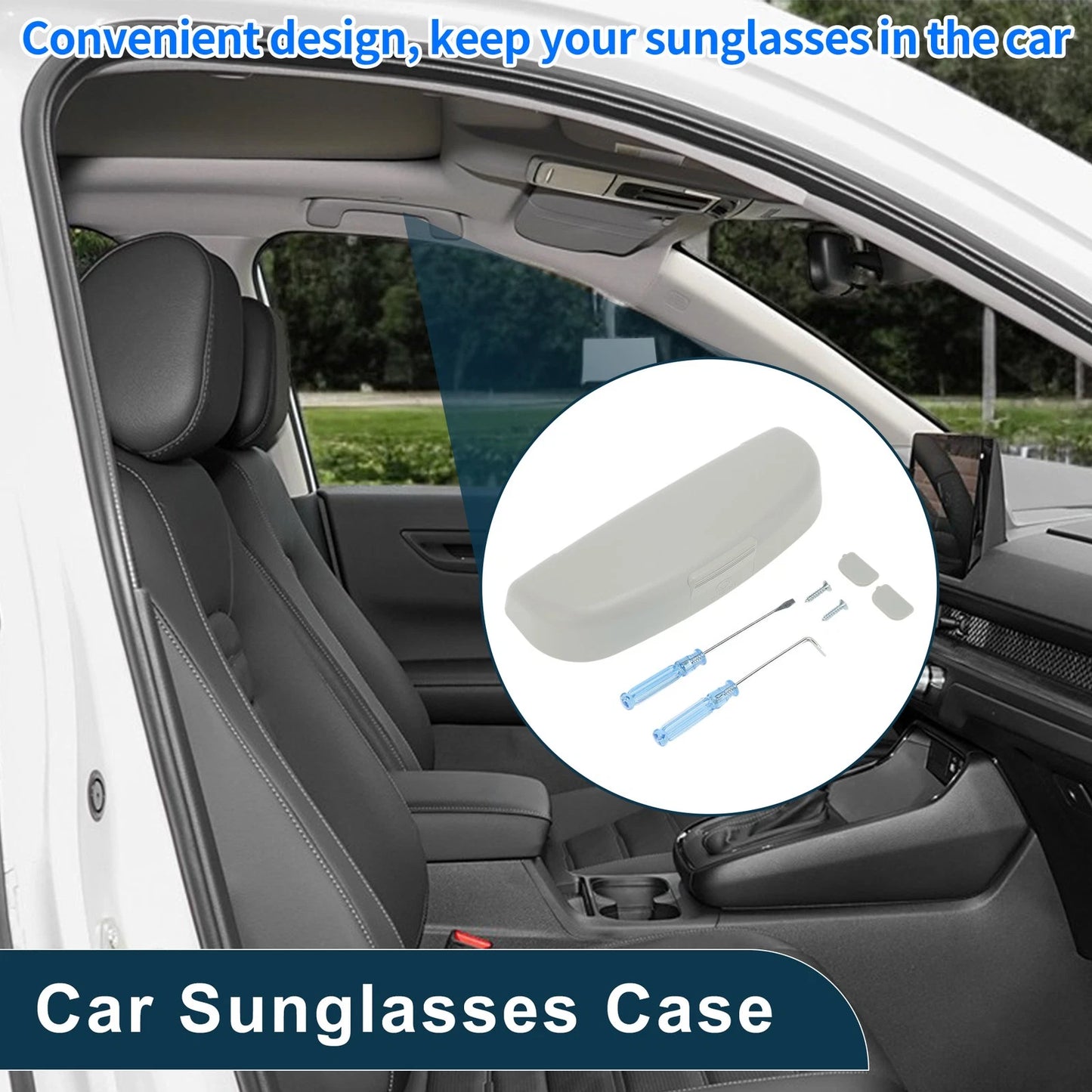 Sunglasses Case for Peugeot 308 (2014-2024) Gray 1 Set