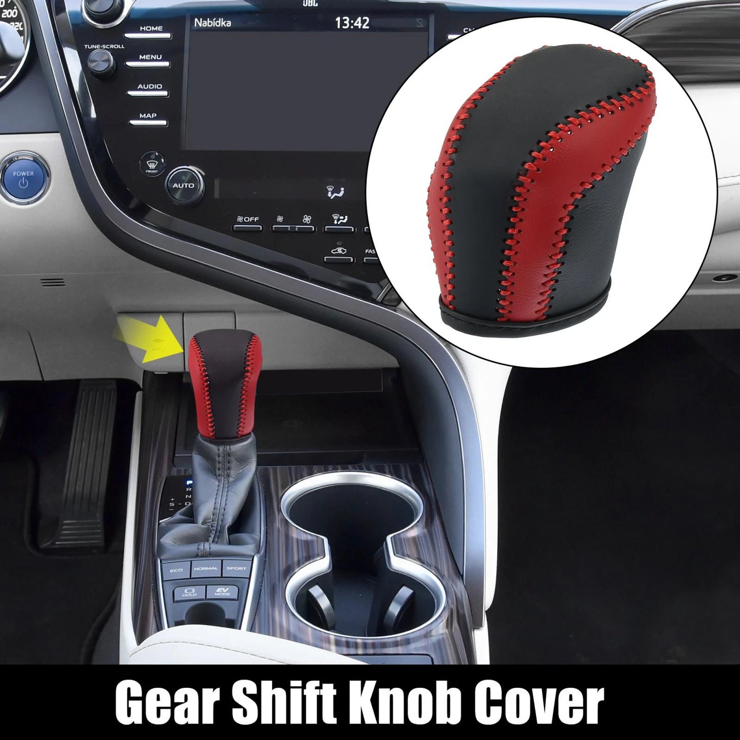 Gear Shift Knob Cover for Toyota Camry Avalon Corolla 2017-2021 Red Black