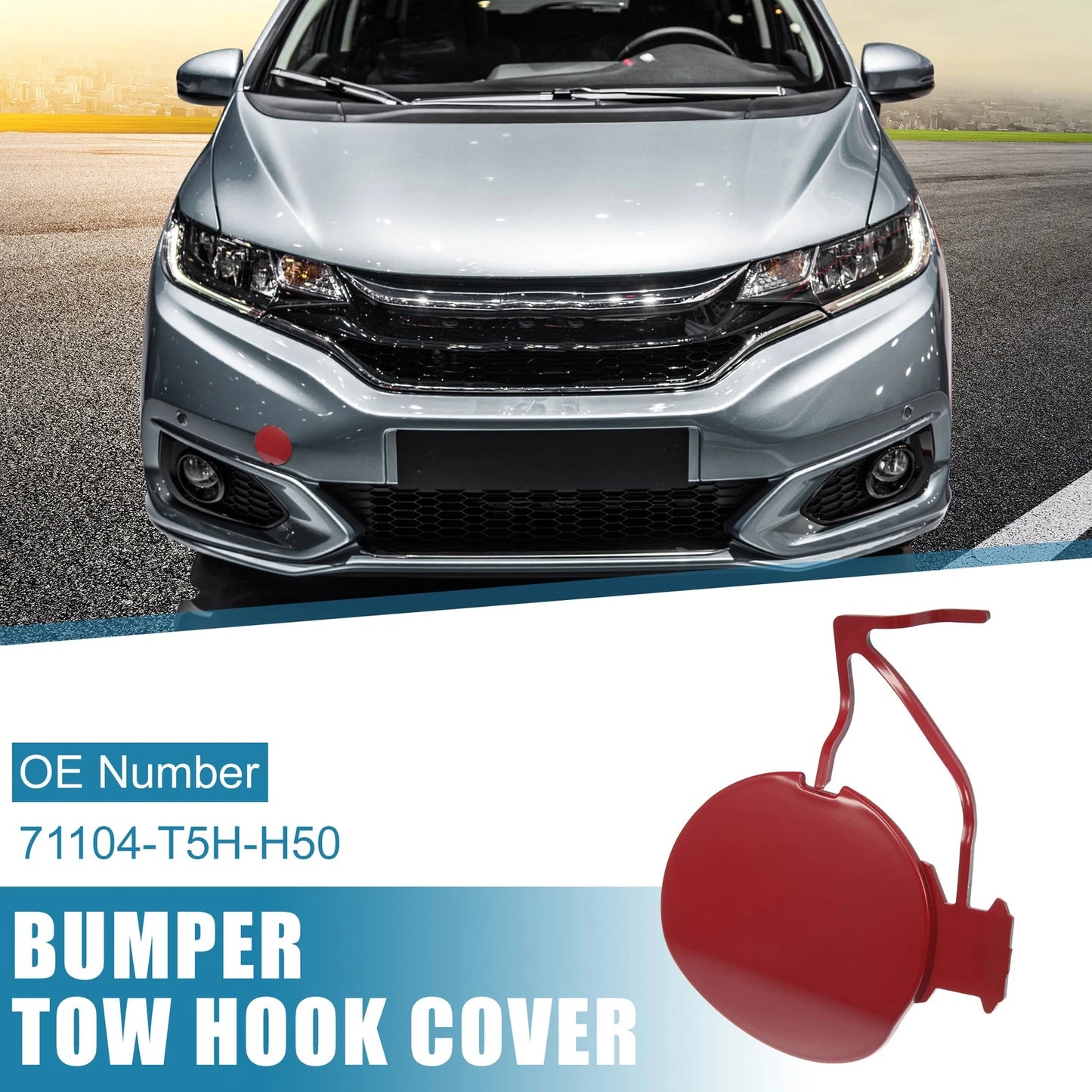 Front Bumper Tow Hook Cover for Honda Fit (2018-2019) - Red