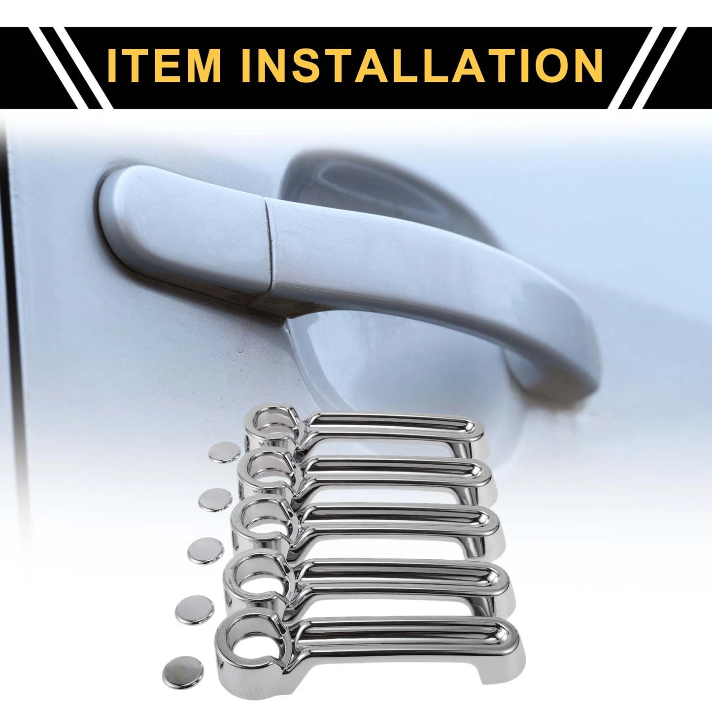 Door Handle Bowl Cover Set for Jeep Wrangler JK JKU (2007-2015) Silver Tone