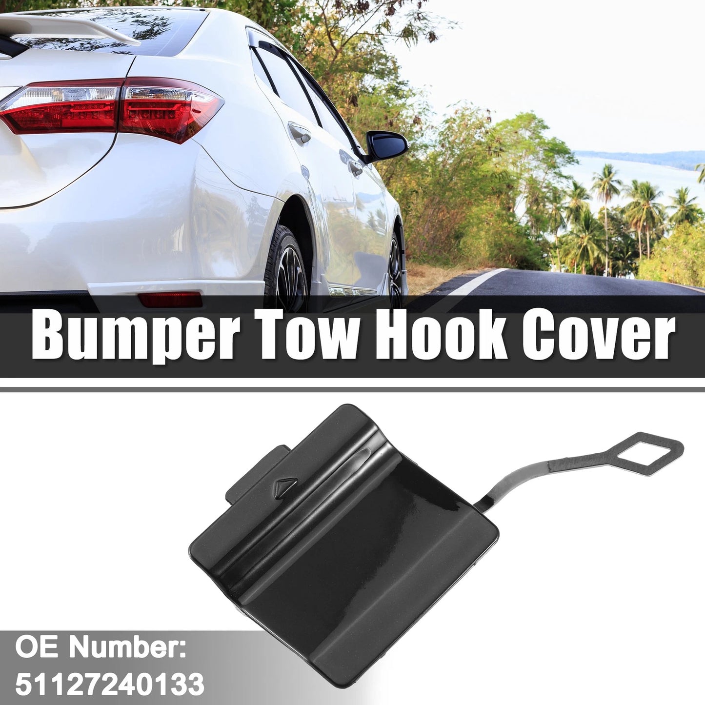 Rear Left Bumper Tow Hook Cover for BMW 550i (2011-2013) Black