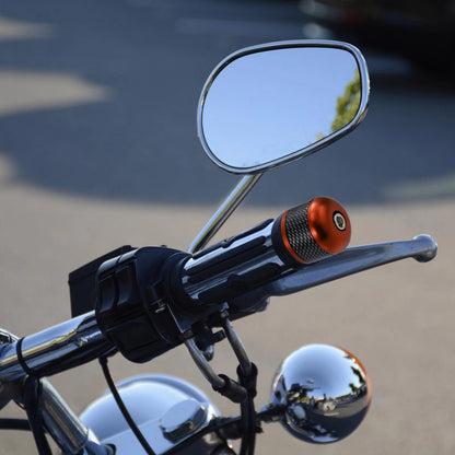 Pair 7/8" 22mm Orange Carbon Fiber Pattern Motorcycle Handlebar Ends Plug Cap