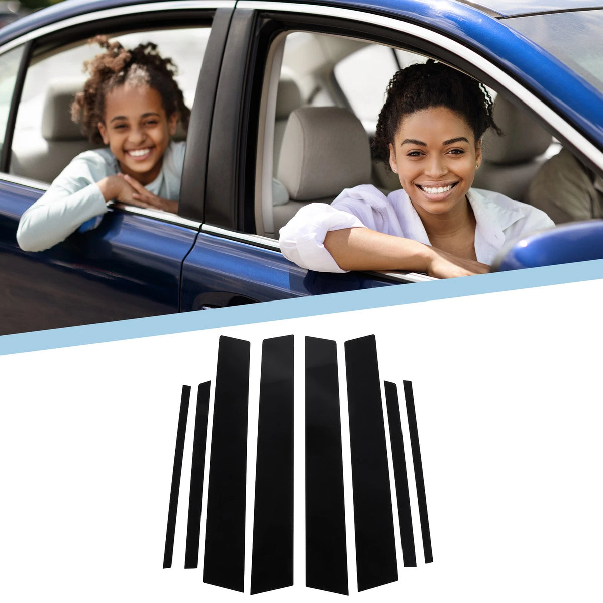 8 Pcs Black Car Pillar Window Trim Covers for Toyota RAV4 (2013-2018)