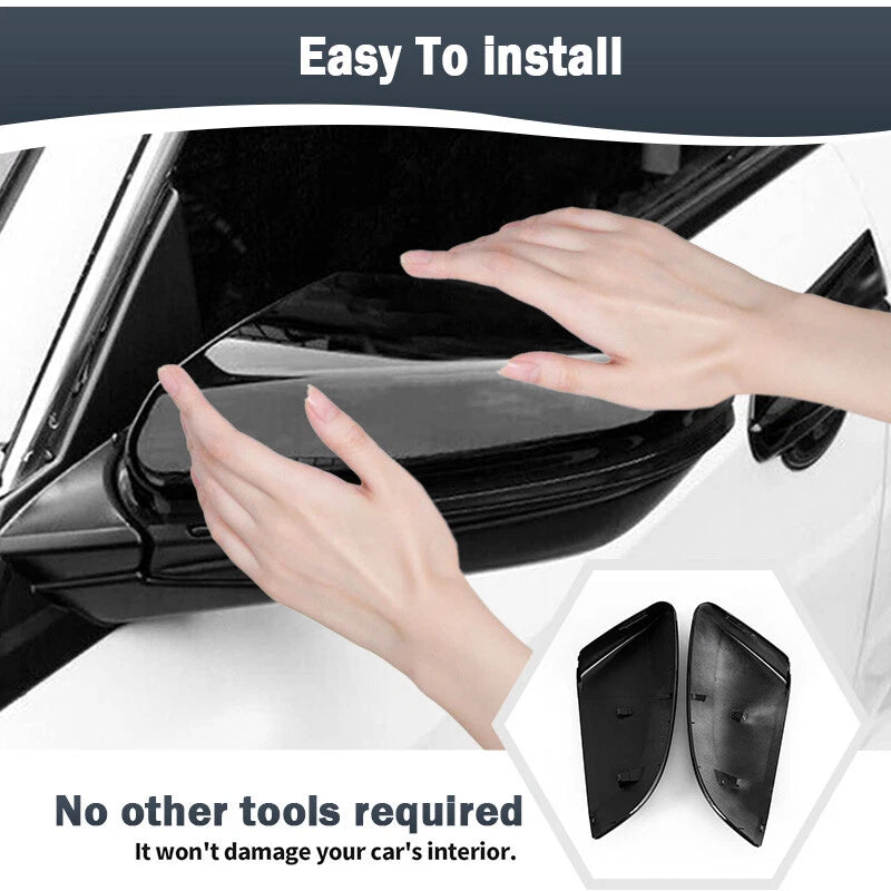 L+R Gloss Black Rearview Side Mirror Cover Caps for Honda 10th Civic (2016-2021)