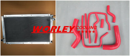 Aluminum Radiator & Red Hose for Subaru Impreza WRX GC8 EJ20 STI (1996-2000)