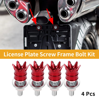 M6 / 40mm / License Plate Screws Cover Red Aluminum Alloy 4 Pcs for Universal Motorcycle
