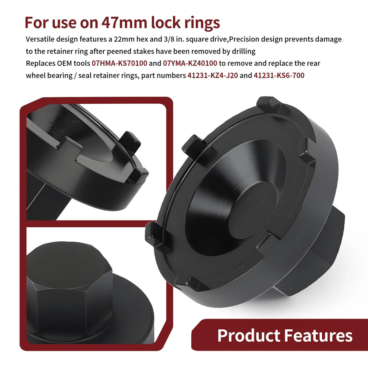 47mm Seal Bearing Retainer Tool for Honda CRF250R CRF250X (2004–2024)