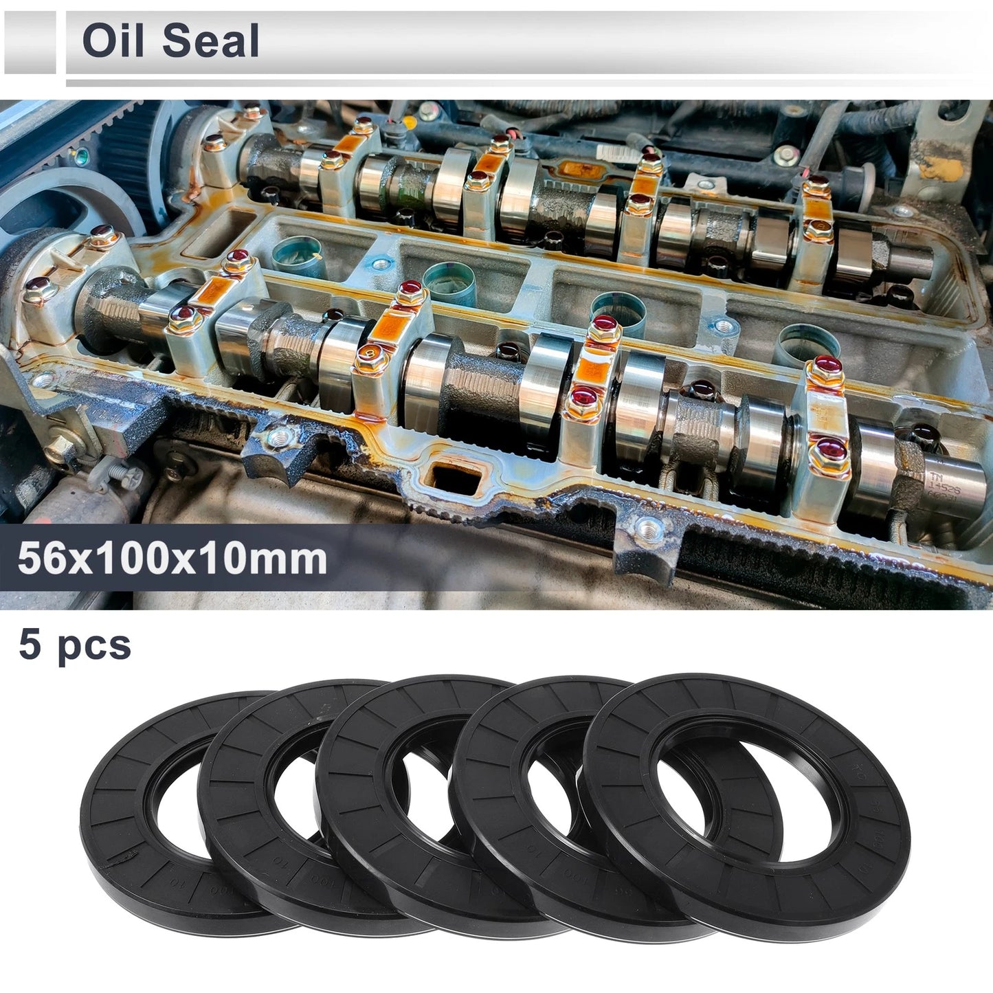 Oil Seal 56x100x10mm Black 5 Pcs Nitrile Rubber Seal Ring for Make Model
