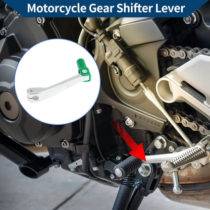 Folding Shifter Lever for Honda CRF150F (2003-2017) Silver Tone Green