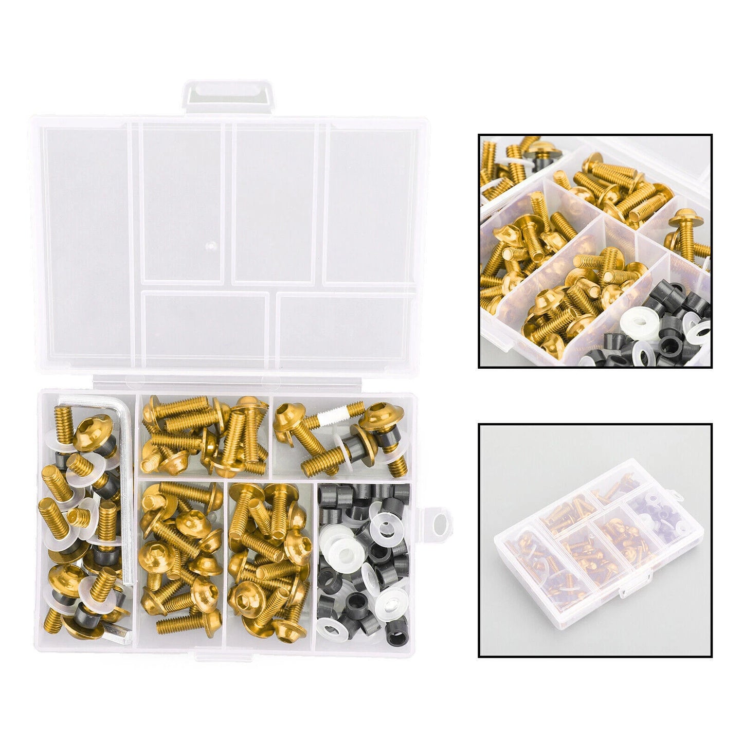 158 Piece Gold Aluminium Fairing Screw Trim Set for Motorcycles