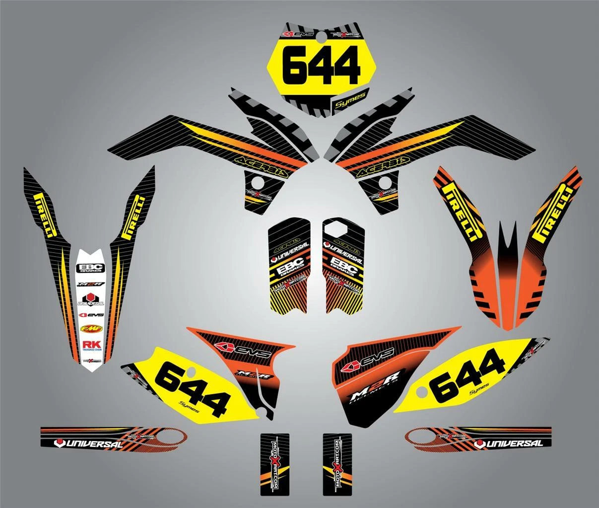 KTM 125 SX FACTORY STYLE Custom Graphics Full Kit (2011-2012)