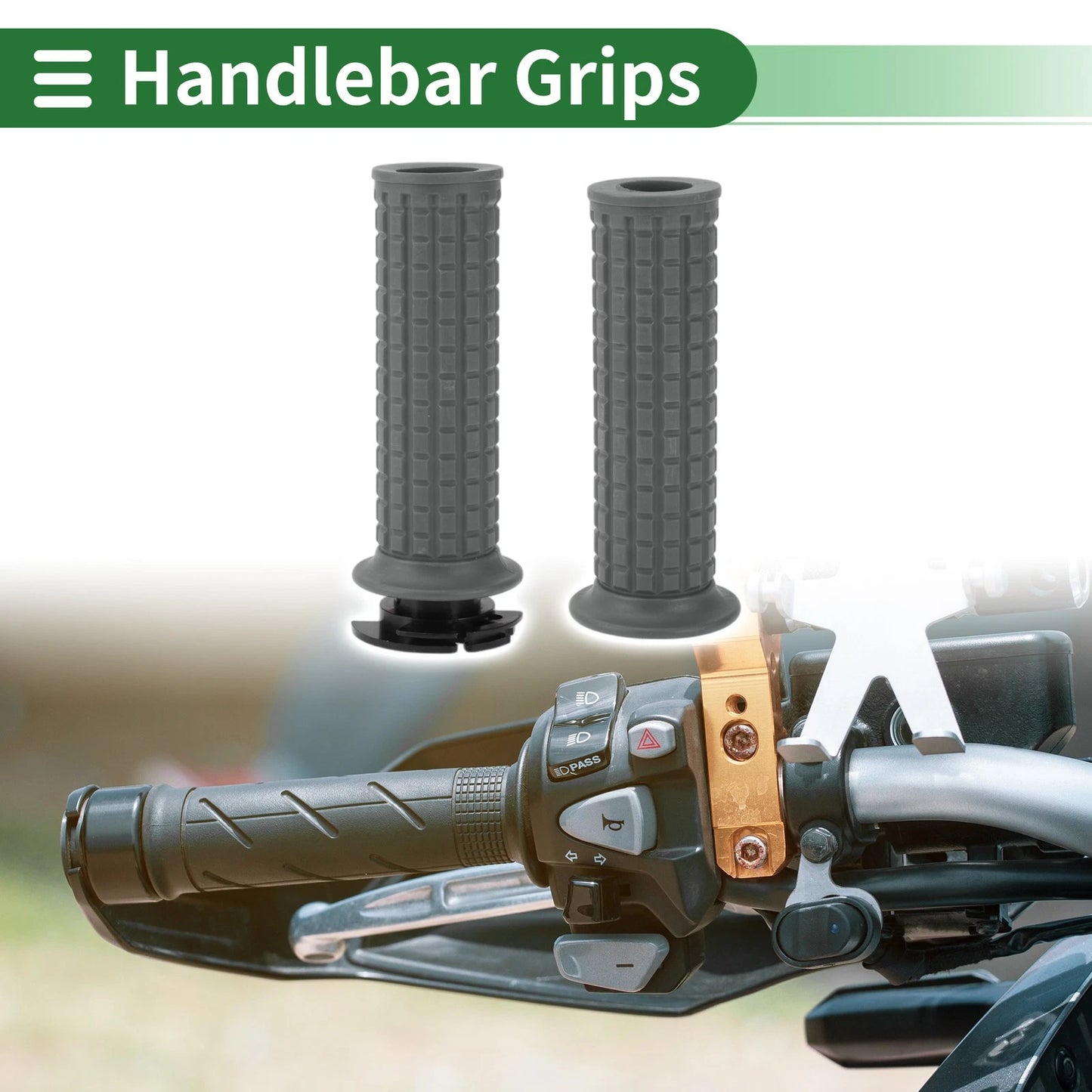 7/8" 22mm Hand Grips TPU Gray for Motorcycle