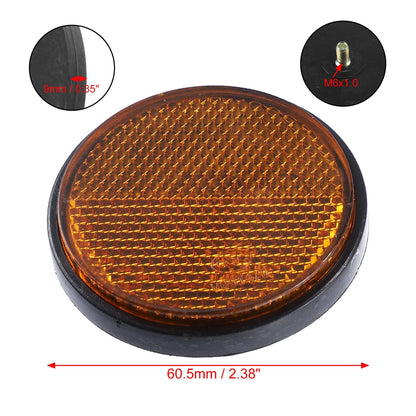 2 x M6x1.0 Orange Universal Round Screw Mount Reflective Warning Reflector